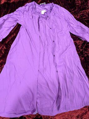 Vintage Shadowline Purple Peignoir Robe & Nightgown Set Size S